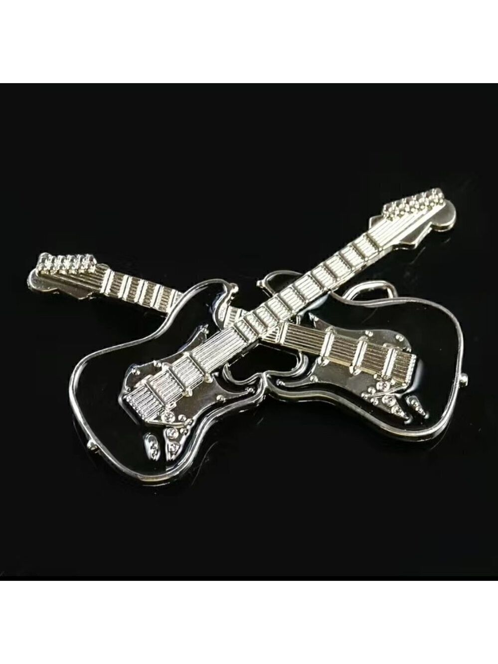 Double Guitar Rocker Belt Buckle - Picture 7 of 8